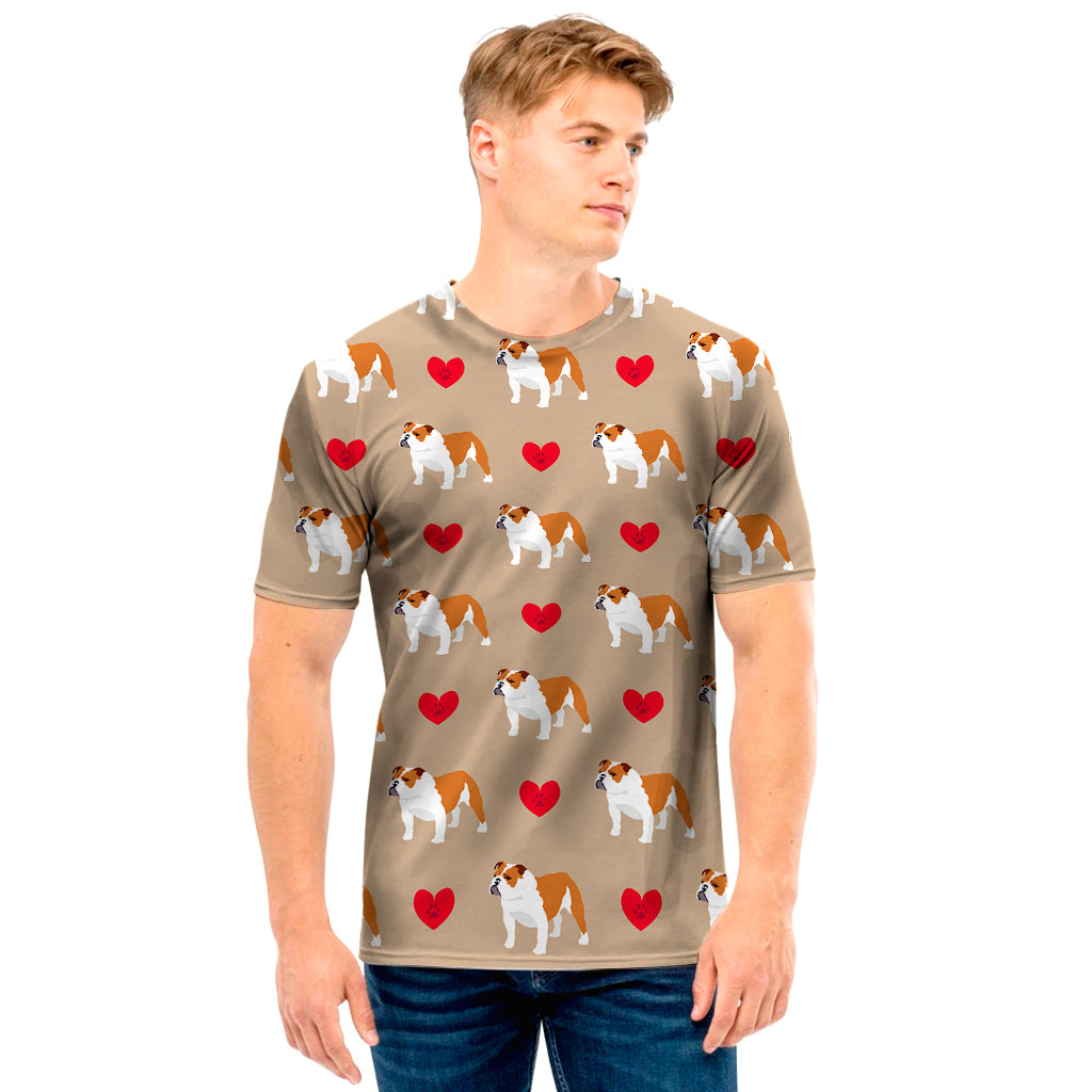 Love English Bulldog Pattern Print Men's T-Shirt