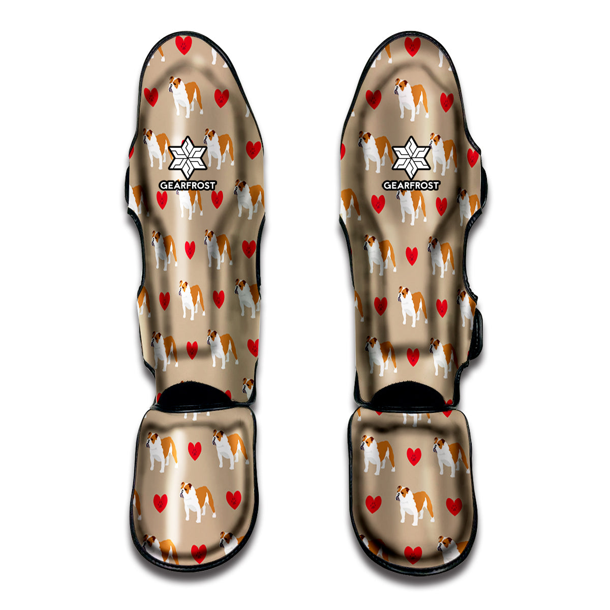 Love English Bulldog Pattern Print Muay Thai Shin Guards