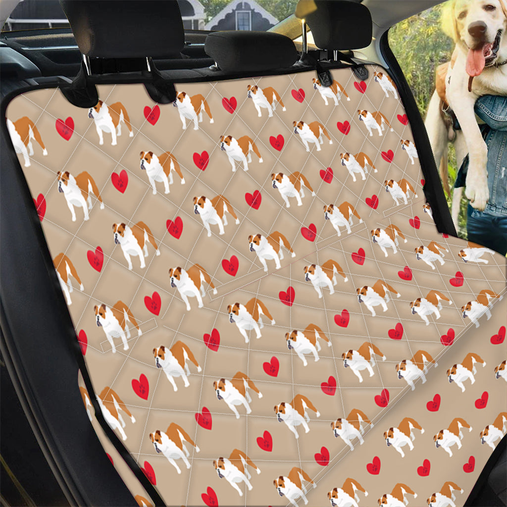 Love English Bulldog Pattern Print Pet Car Back Seat Cover