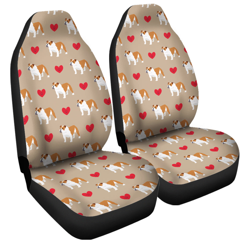 Love English Bulldog Pattern Print Universal Fit Car Seat Covers