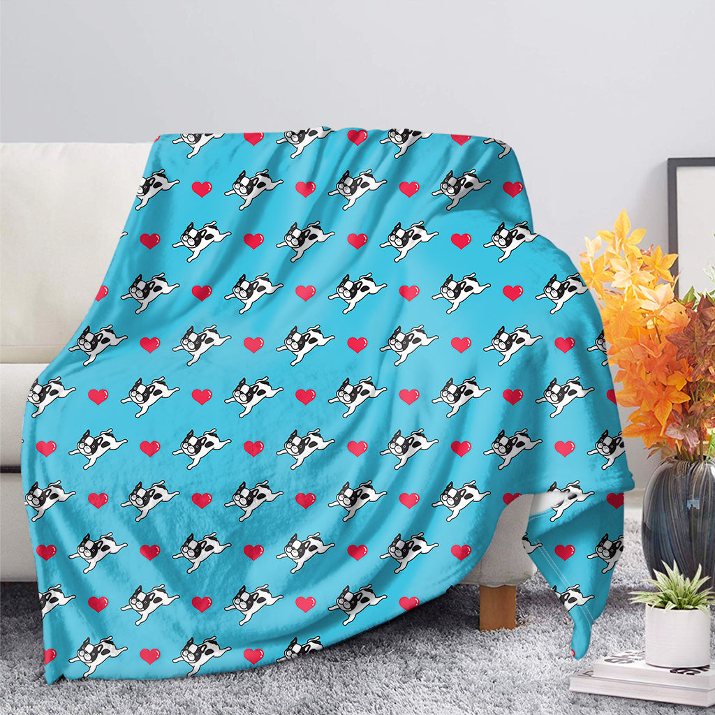 Love French Bulldog Pattern Print Blanket