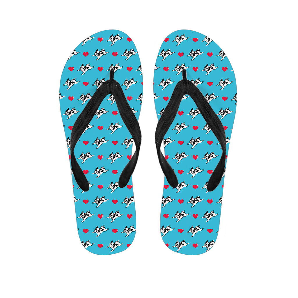 Love French Bulldog Pattern Print Flip Flops