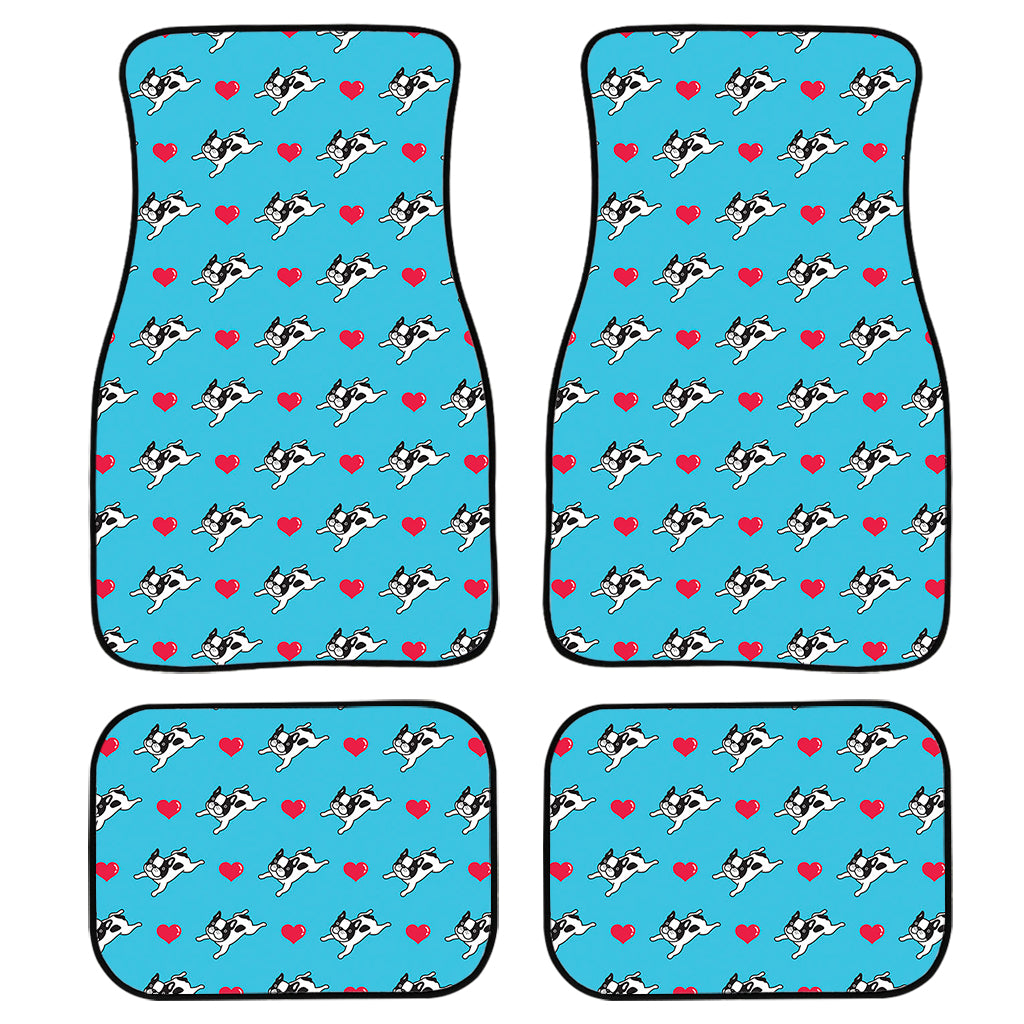 Love French Bulldog Pattern Print Front and Back Car Floor Mats