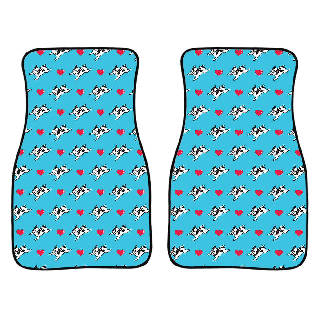 Love French Bulldog Pattern Print Front Car Floor Mats