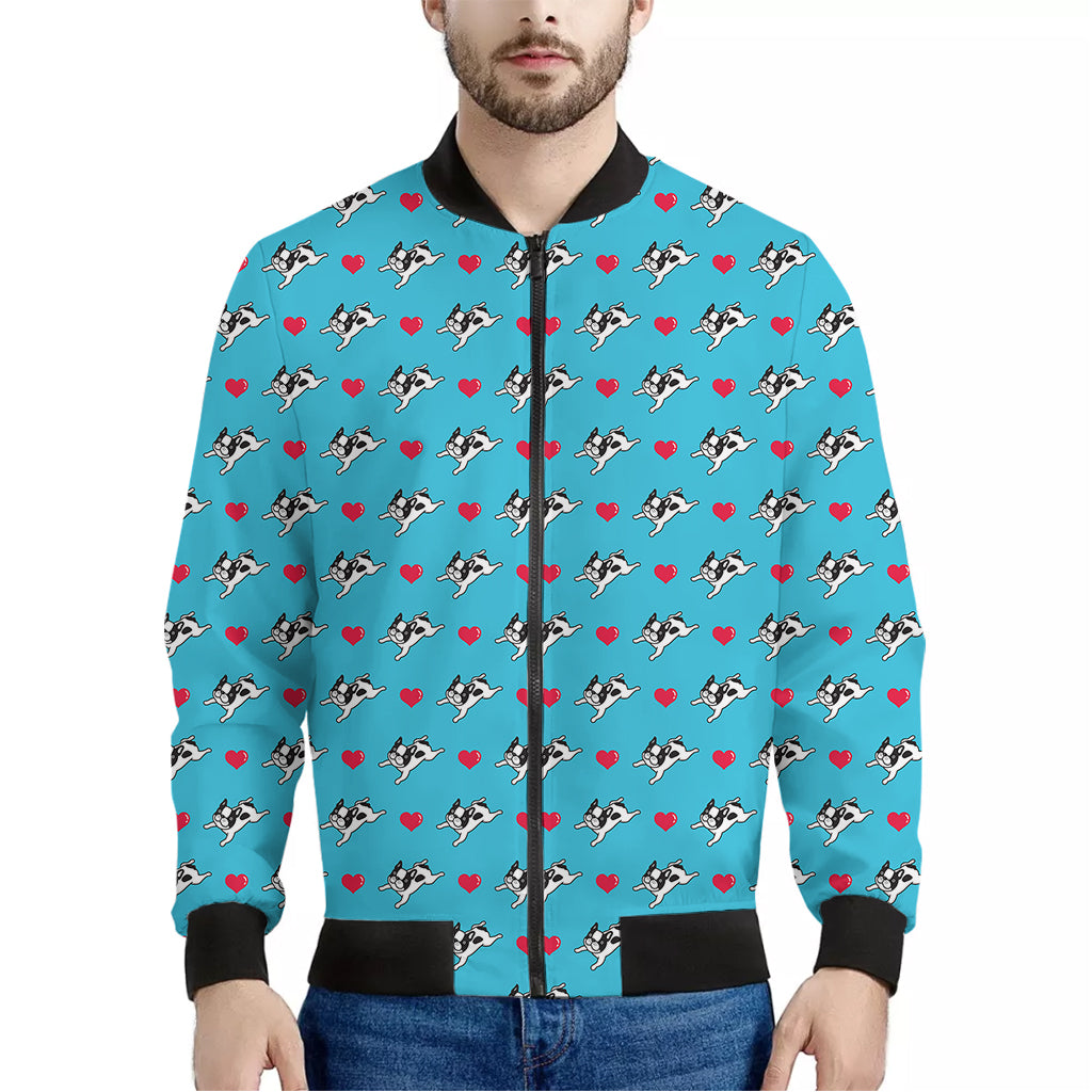 Love French Bulldog Pattern Print Men's Bomber Jacket