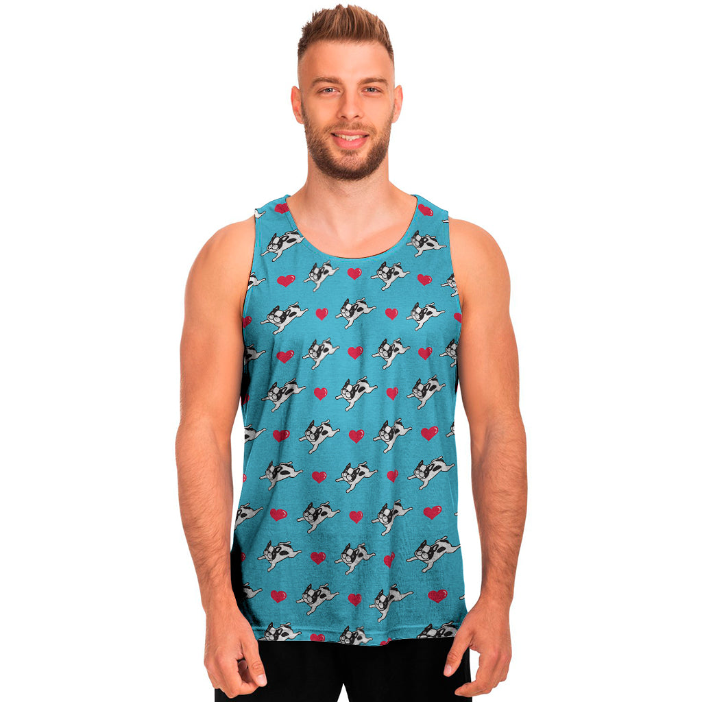 Love French Bulldog Pattern Print Men's Tank Top