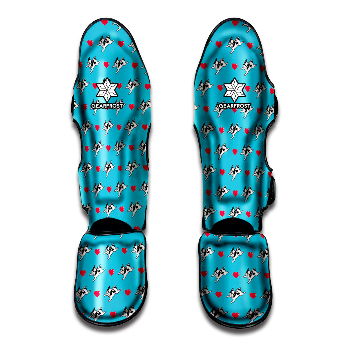 Love French Bulldog Pattern Print Muay Thai Shin Guards