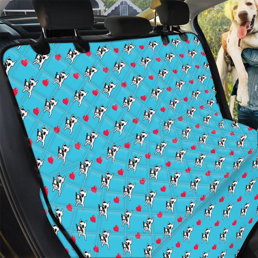 Love French Bulldog Pattern Print Pet Car Back Seat Cover