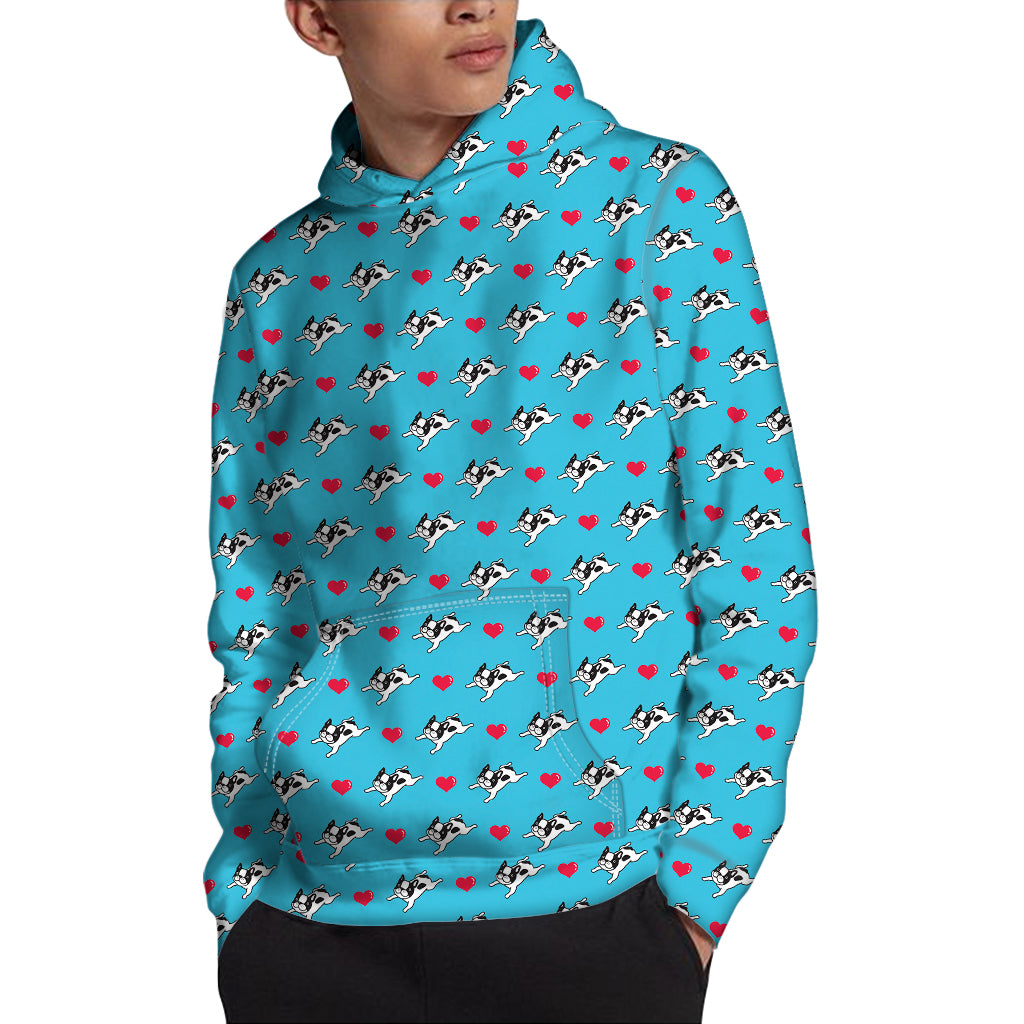 Love French Bulldog Pattern Print Pullover Hoodie