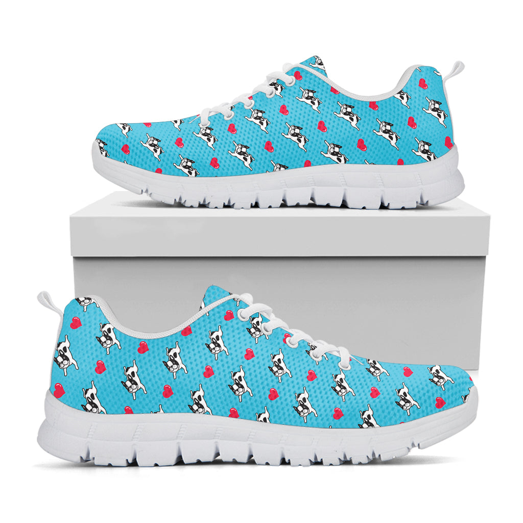 Love French Bulldog Pattern Print White Sneakers