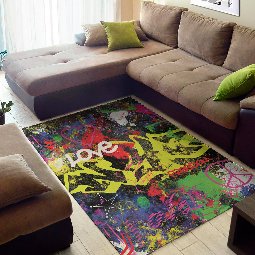 Love NYC Graffiti Print Area Rug