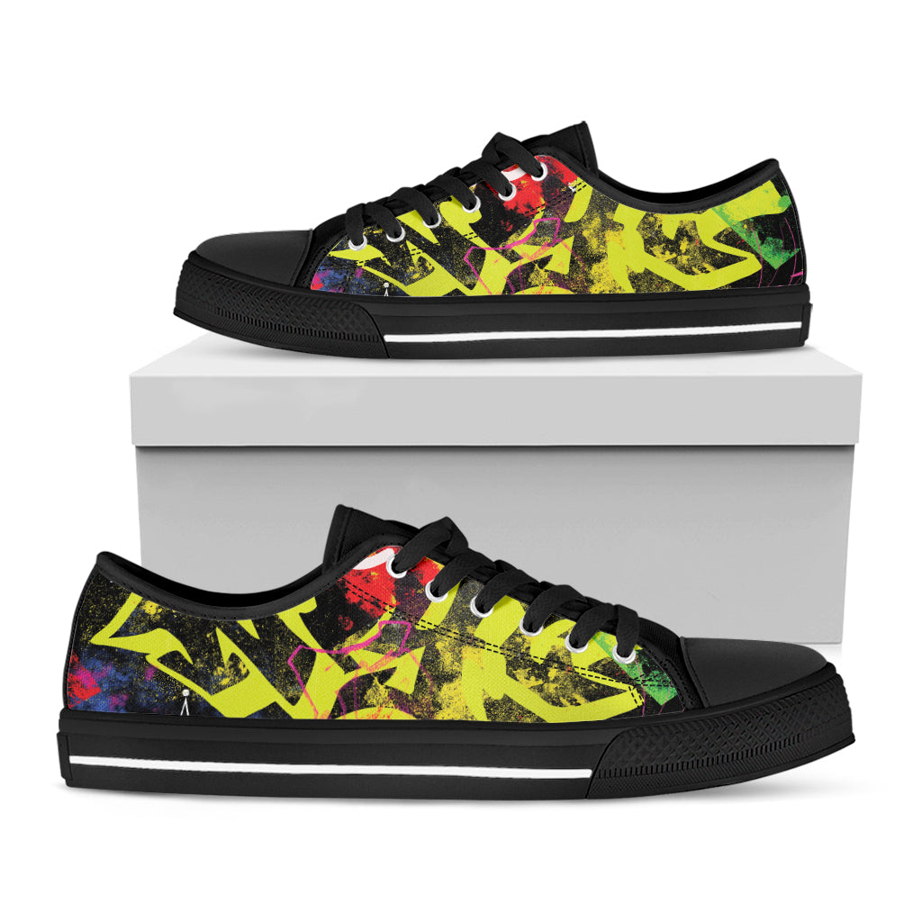 Love NYC Graffiti Print Black Low Top Shoes