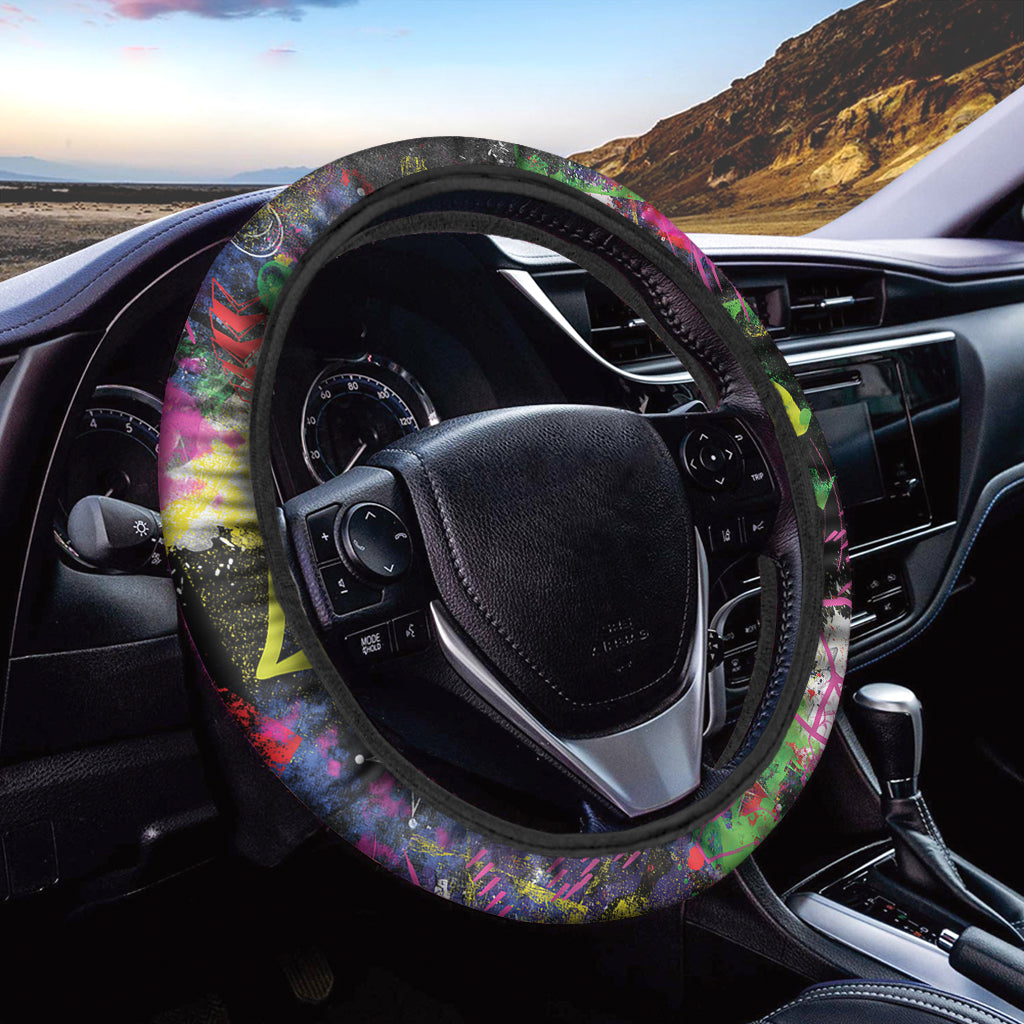 Love NYC Graffiti Print Car Steering Wheel Cover