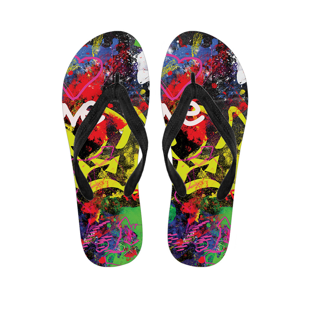 Love NYC Graffiti Print Flip Flops