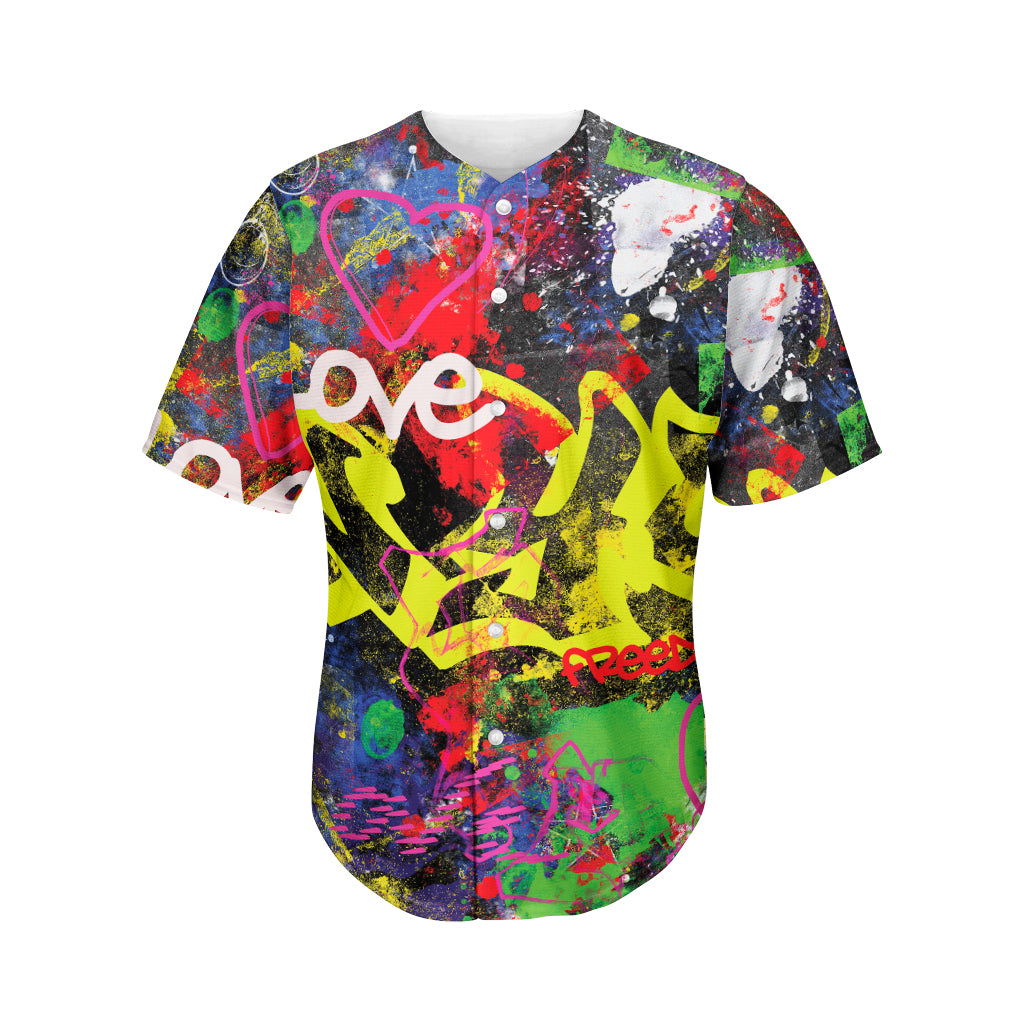 Love NYC Graffiti Print Men's Baseball Jersey