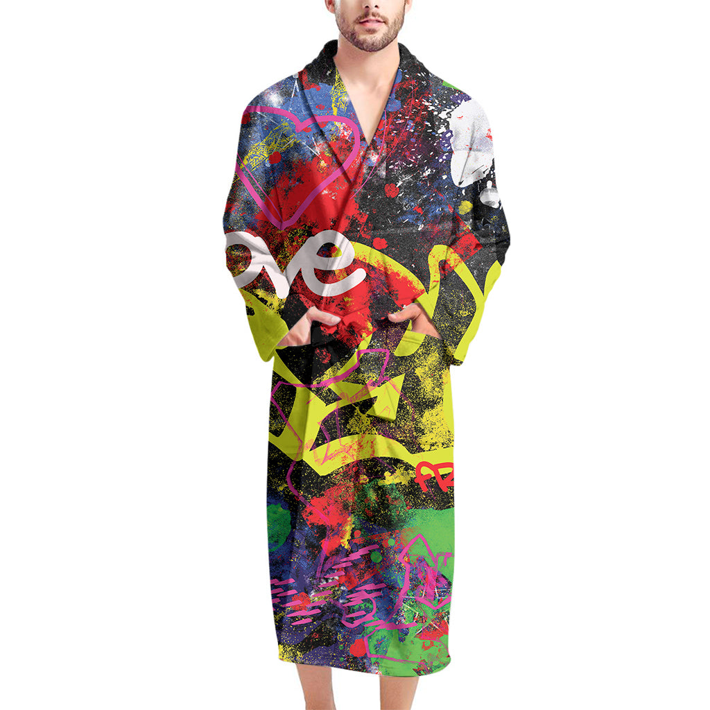 Love NYC Graffiti Print Men's Bathrobe