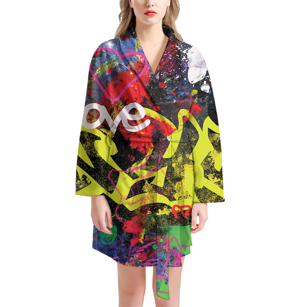 Love NYC Graffiti Print Women's Bathrobe