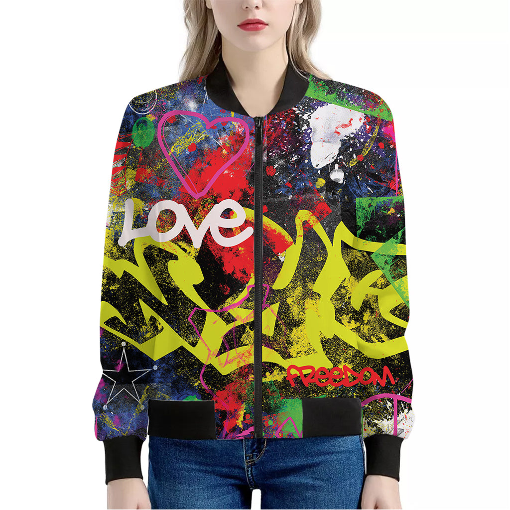 Love NYC Graffiti Print Women's Bomber Jacket