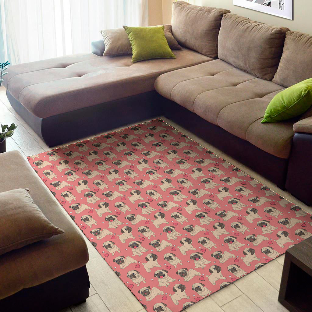 Love Pug Pattern Print Area Rug