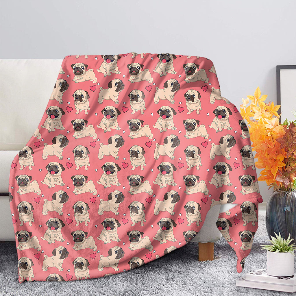 Love Pug Pattern Print Blanket