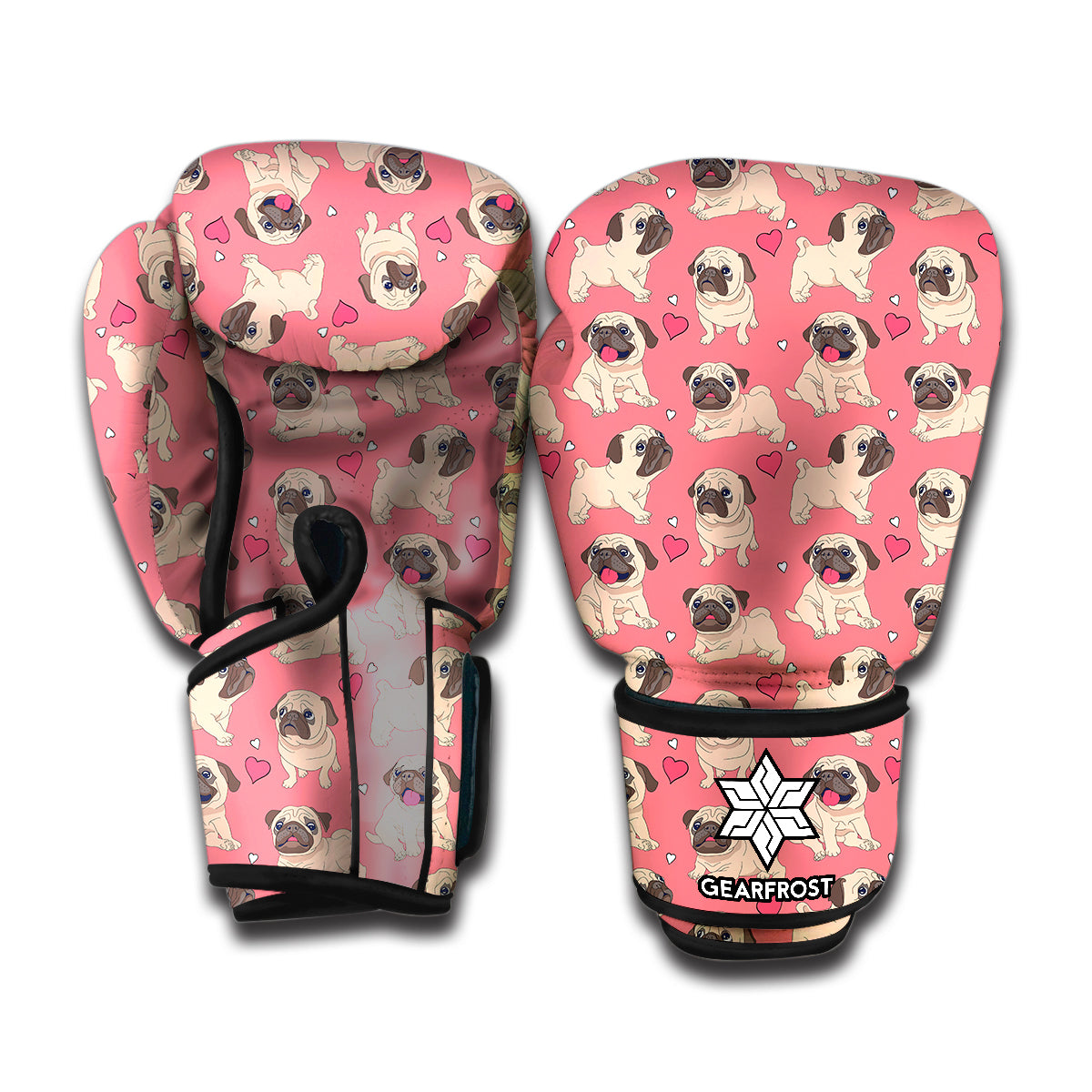 Love Pug Pattern Print Boxing Gloves