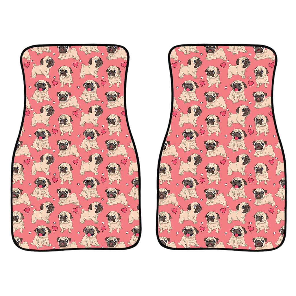 Love Pug Pattern Print Front Car Floor Mats