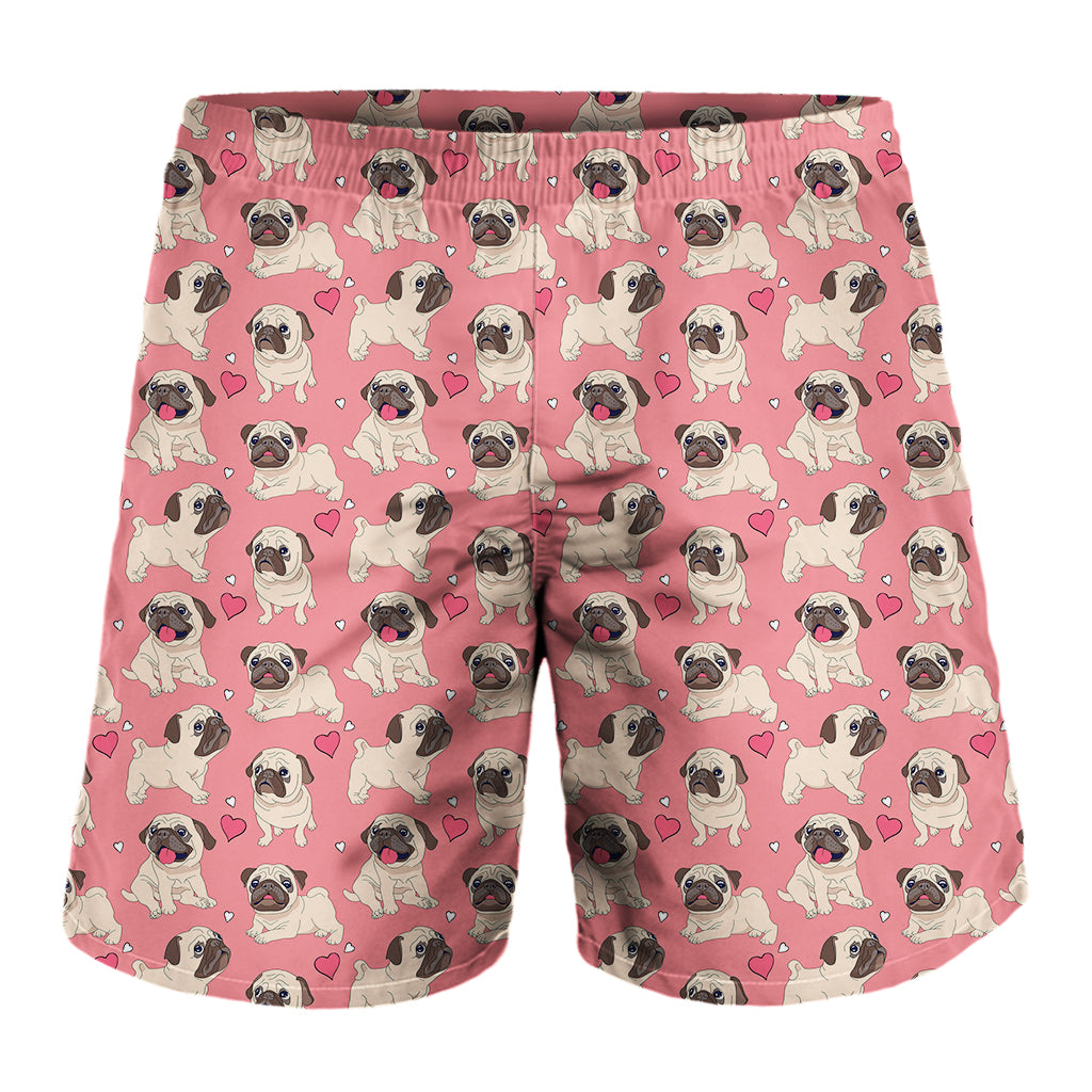 Love Pug Pattern Print Men's Shorts