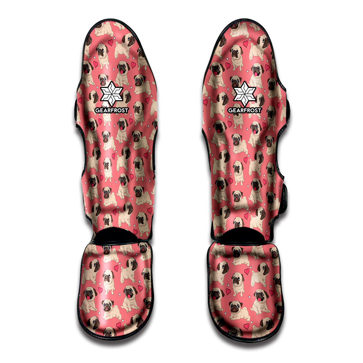 Love Pug Pattern Print Muay Thai Shin Guards