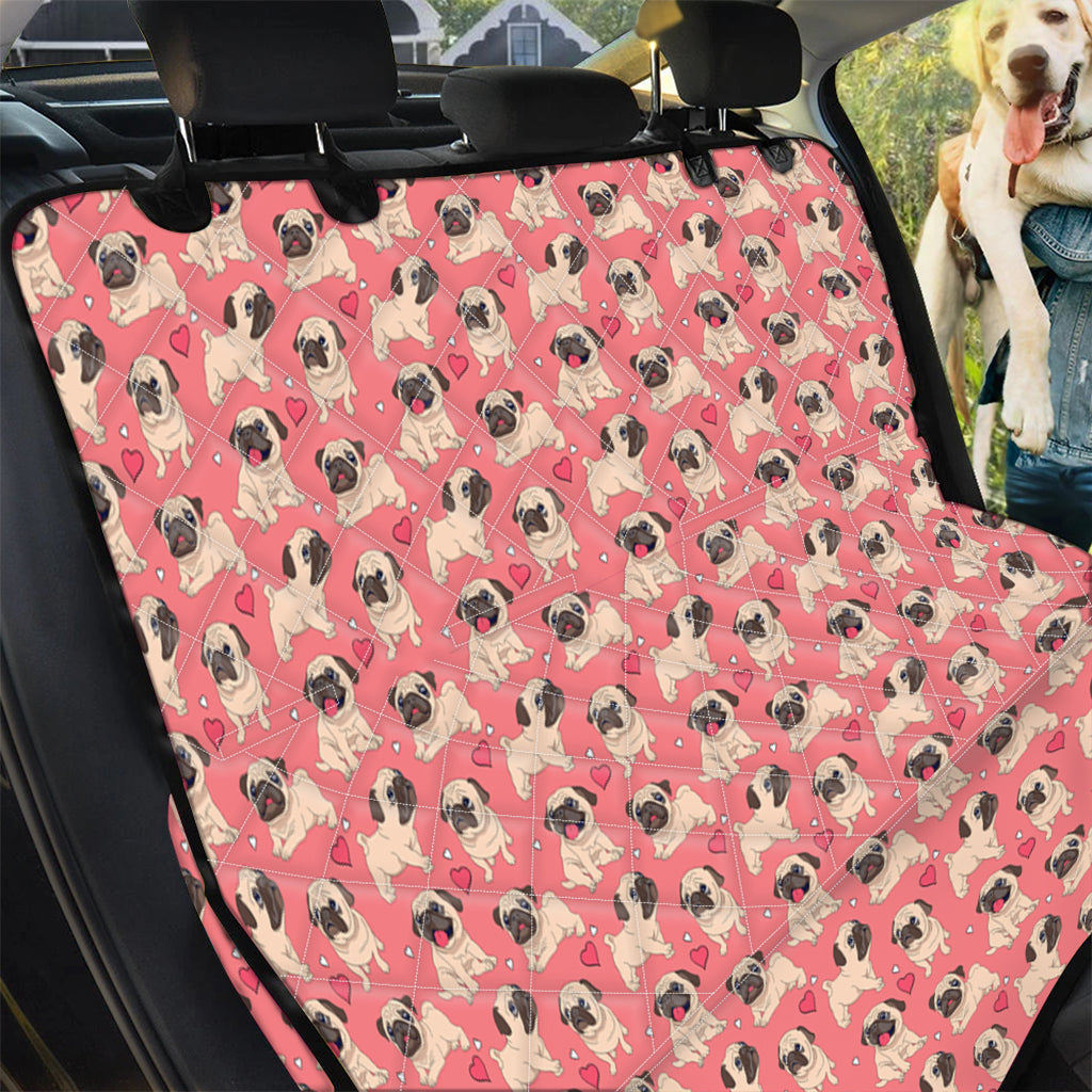 Love Pug Pattern Print Pet Car Back Seat Cover