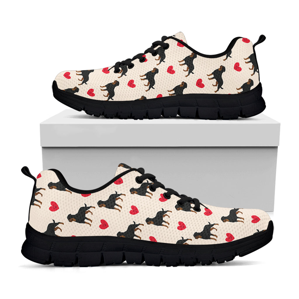 Love Rottweiler Pattern Print Black Sneakers