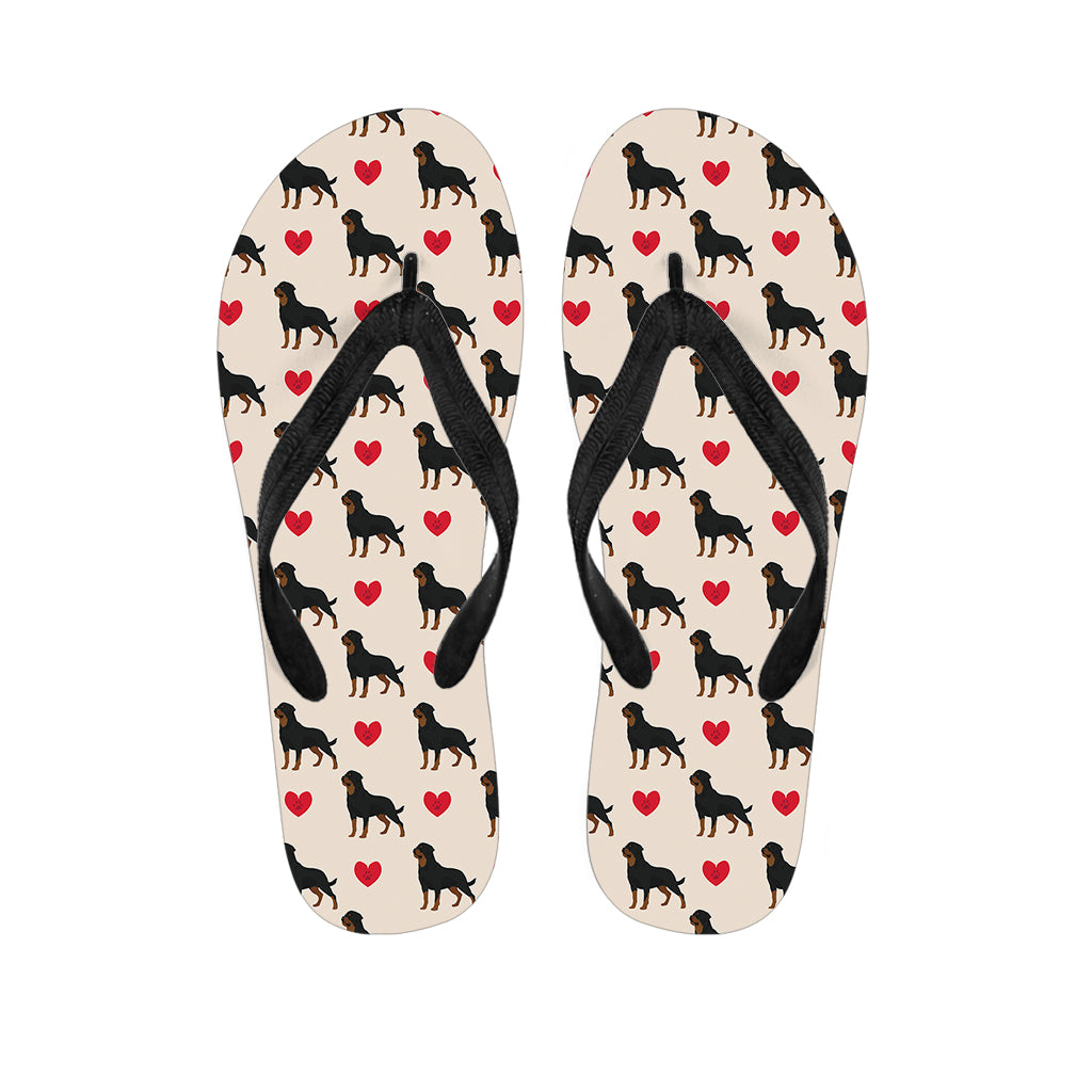 Love Rottweiler Pattern Print Flip Flops