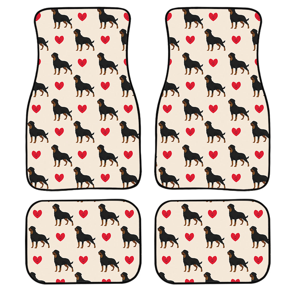 Love Rottweiler Pattern Print Front and Back Car Floor Mats