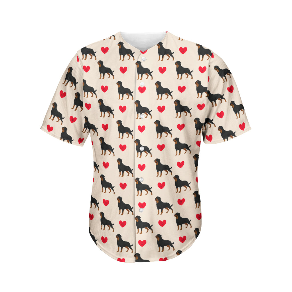 Love Rottweiler Pattern Print Men's Baseball Jersey