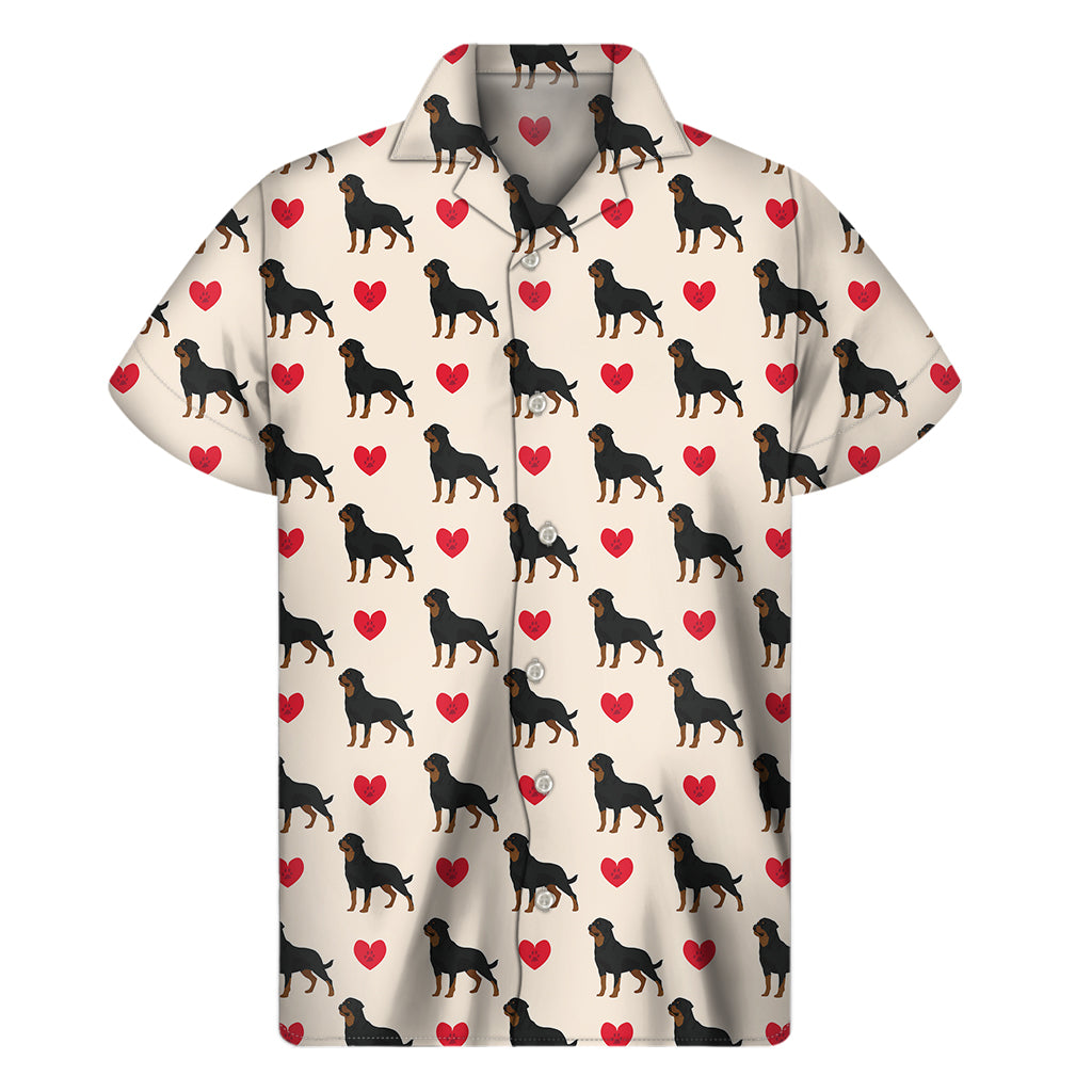 Love Rottweiler Pattern Print Men's Short Sleeve Shirt