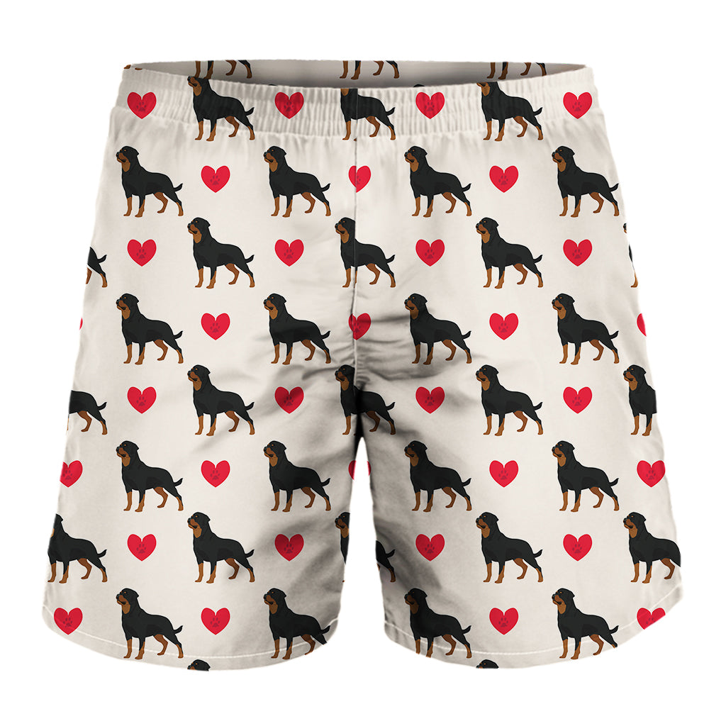 Love Rottweiler Pattern Print Men's Shorts