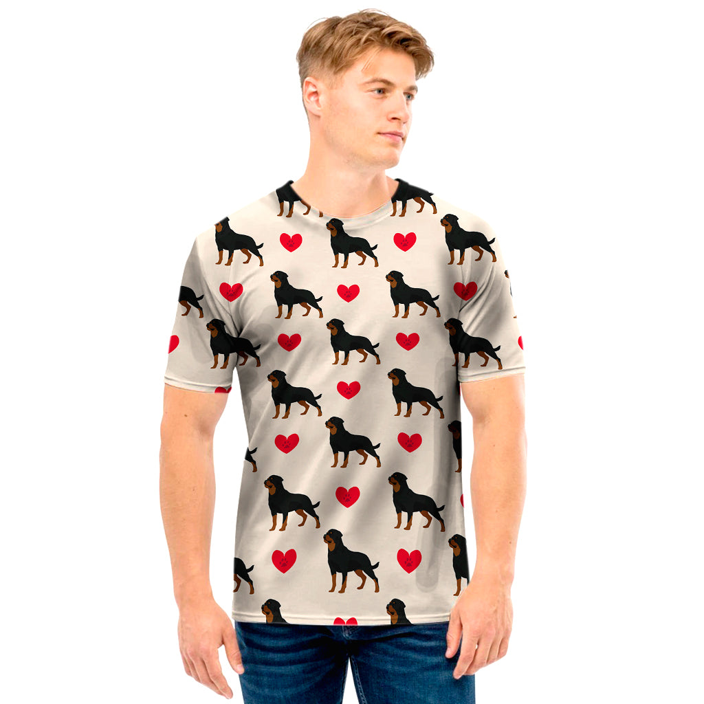 Love Rottweiler Pattern Print Men's T-Shirt