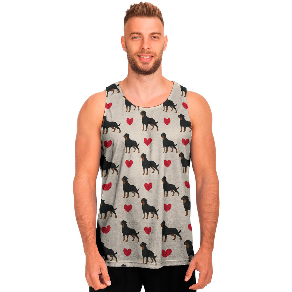 Love Rottweiler Pattern Print Men's Tank Top