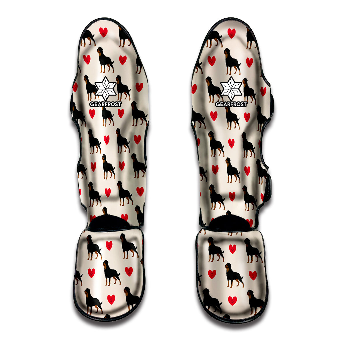 Love Rottweiler Pattern Print Muay Thai Shin Guards