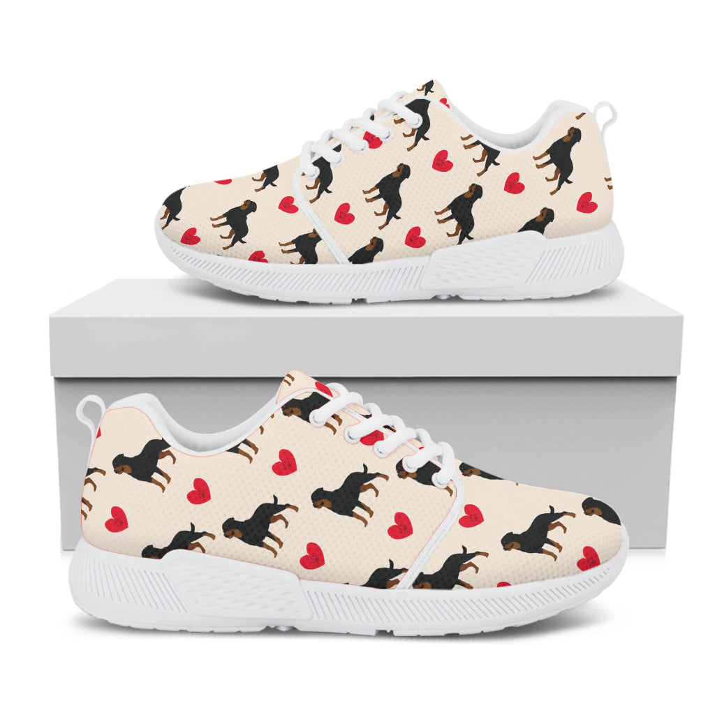 Love Rottweiler Pattern Print White Athletic Shoes