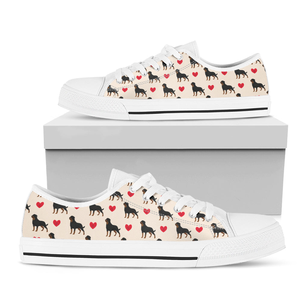 Love Rottweiler Pattern Print White Low Top Shoes