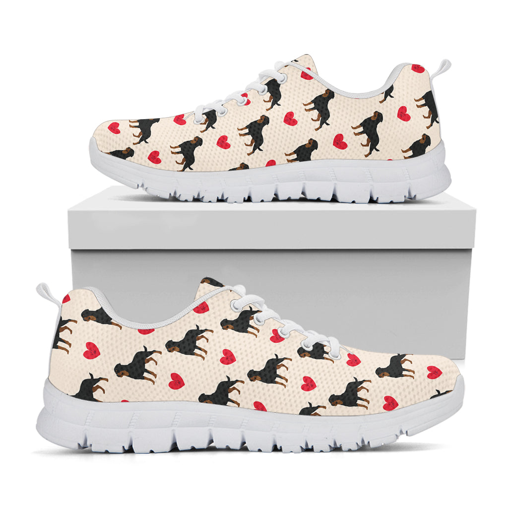 Love Rottweiler Pattern Print White Sneakers