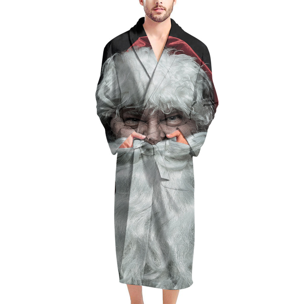 Love Xmas Santa Claus Print Men's Bathrobe