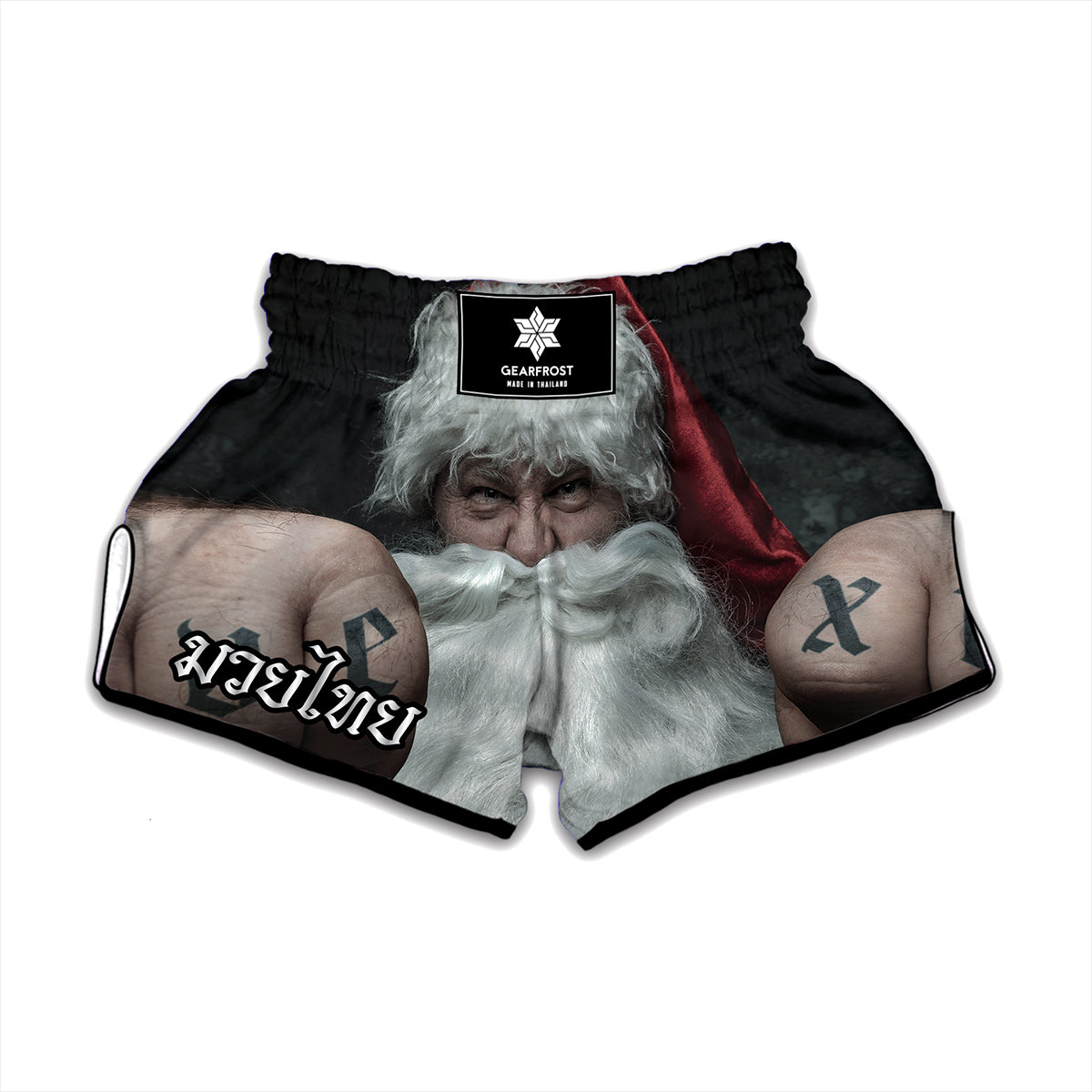 Love Xmas Santa Claus Print Muay Thai Boxing Shorts