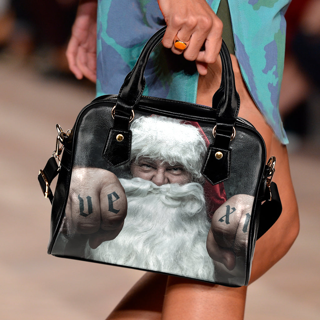 Love Xmas Santa Claus Print Shoulder Handbag