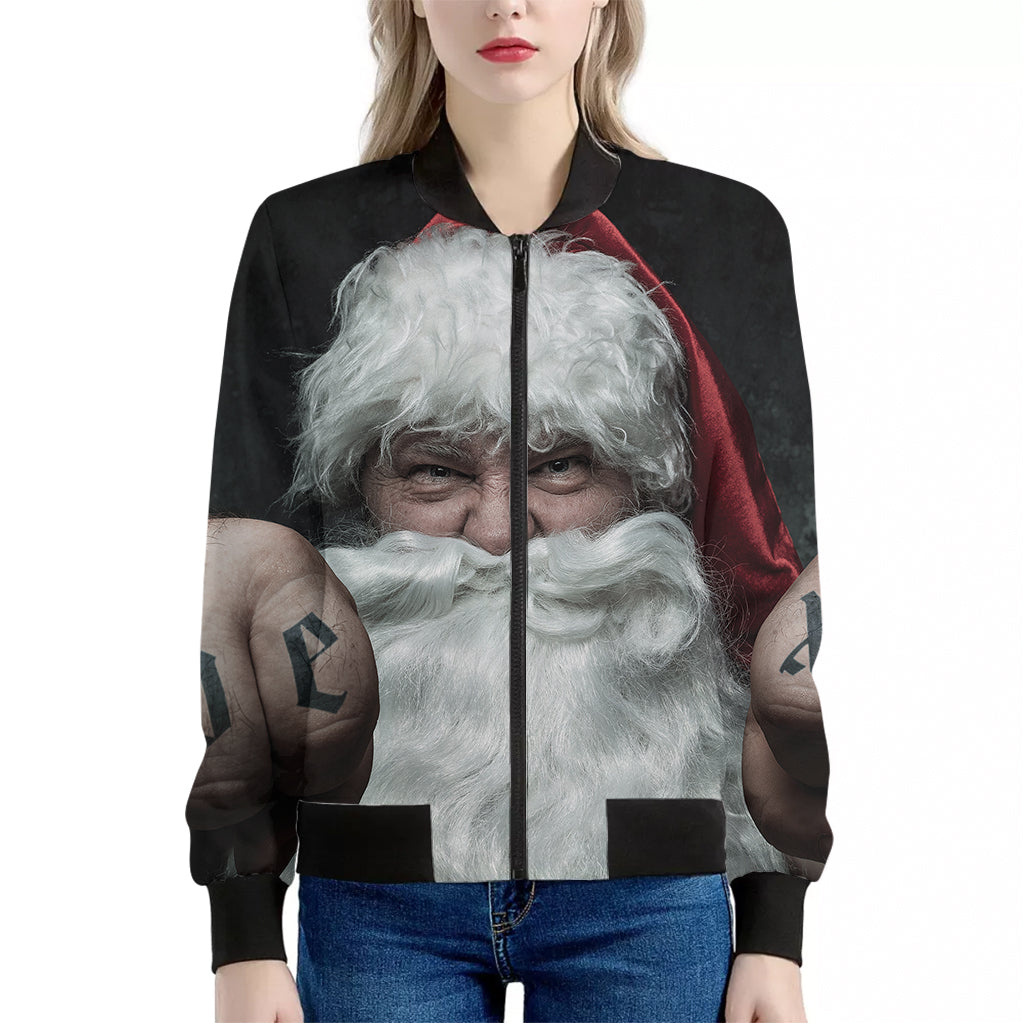 Love Xmas Santa Claus Print Women's Bomber Jacket