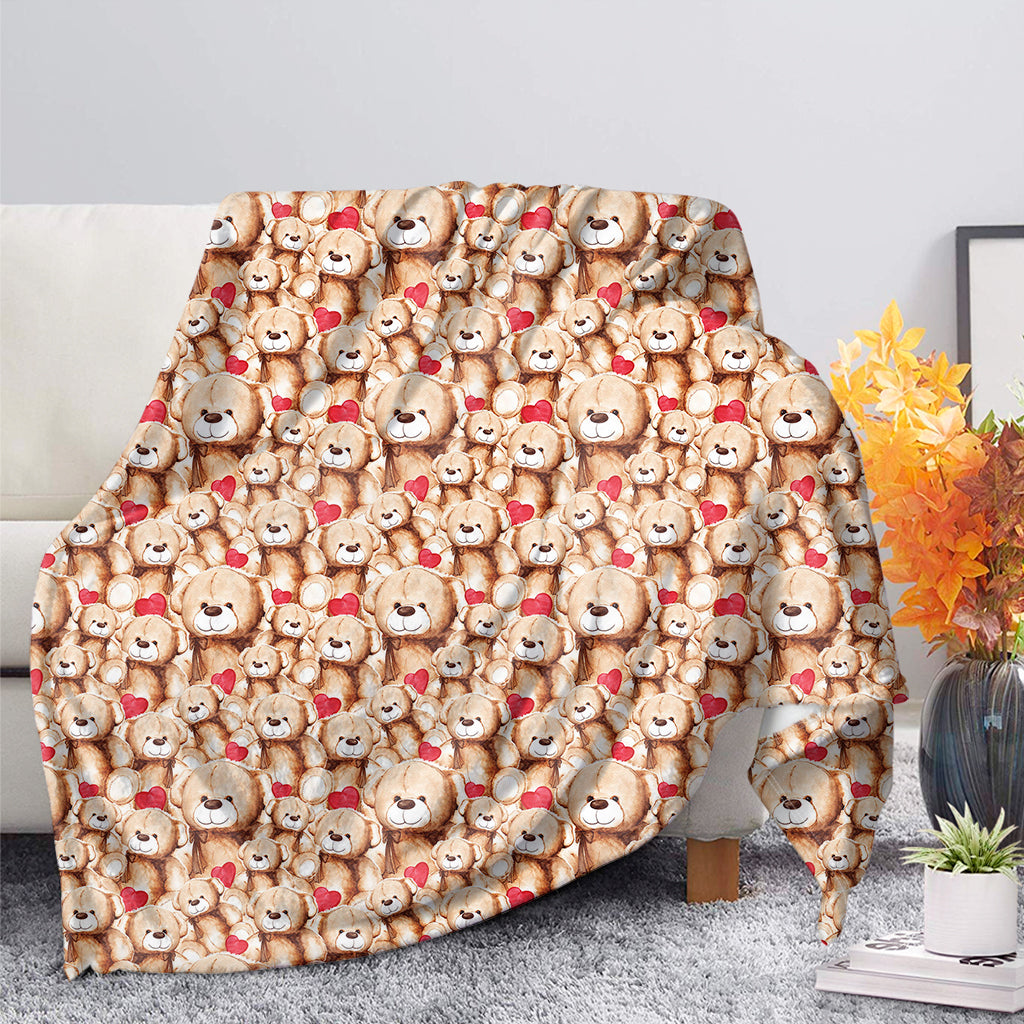 Lovely Teddy Bear Pattern Print Blanket