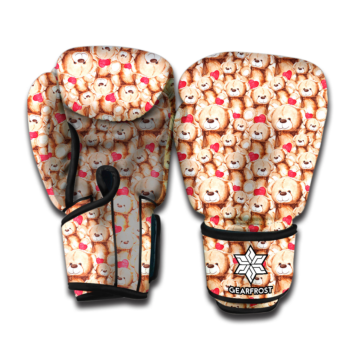 Lovely Teddy Bear Pattern Print Boxing Gloves