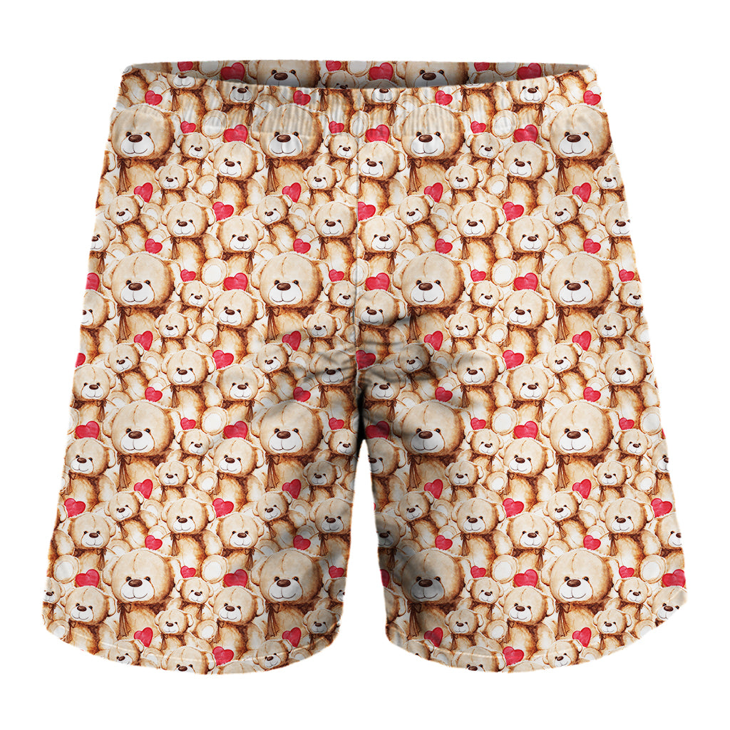 Lovely Teddy Bear Pattern Print Men's Shorts