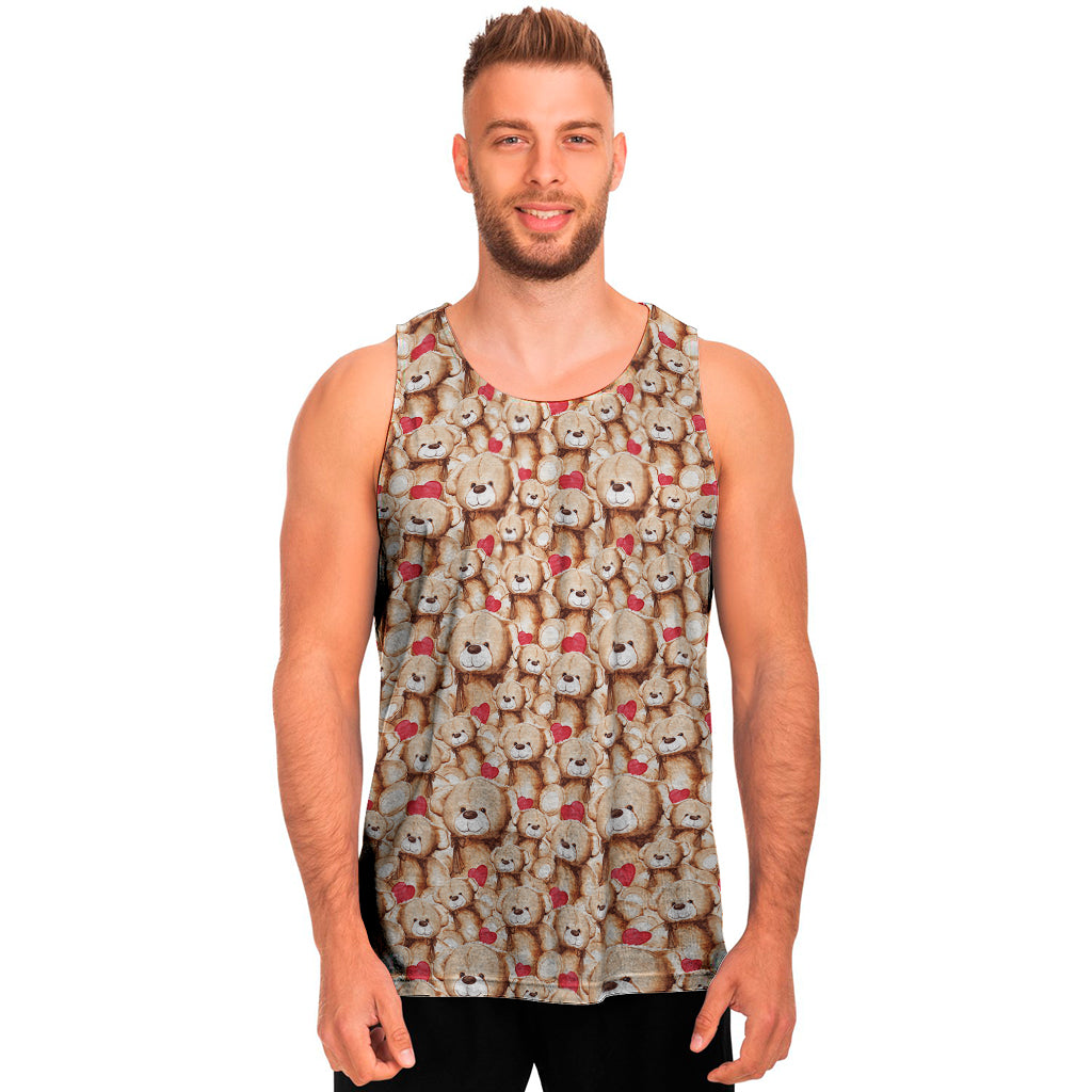 Lovely Teddy Bear Pattern Print Men's Tank Top