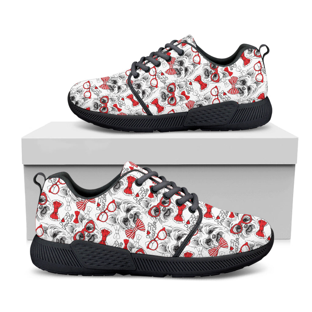 Lovely Yorkshire Terrier Pattern Print Black Athletic Shoes